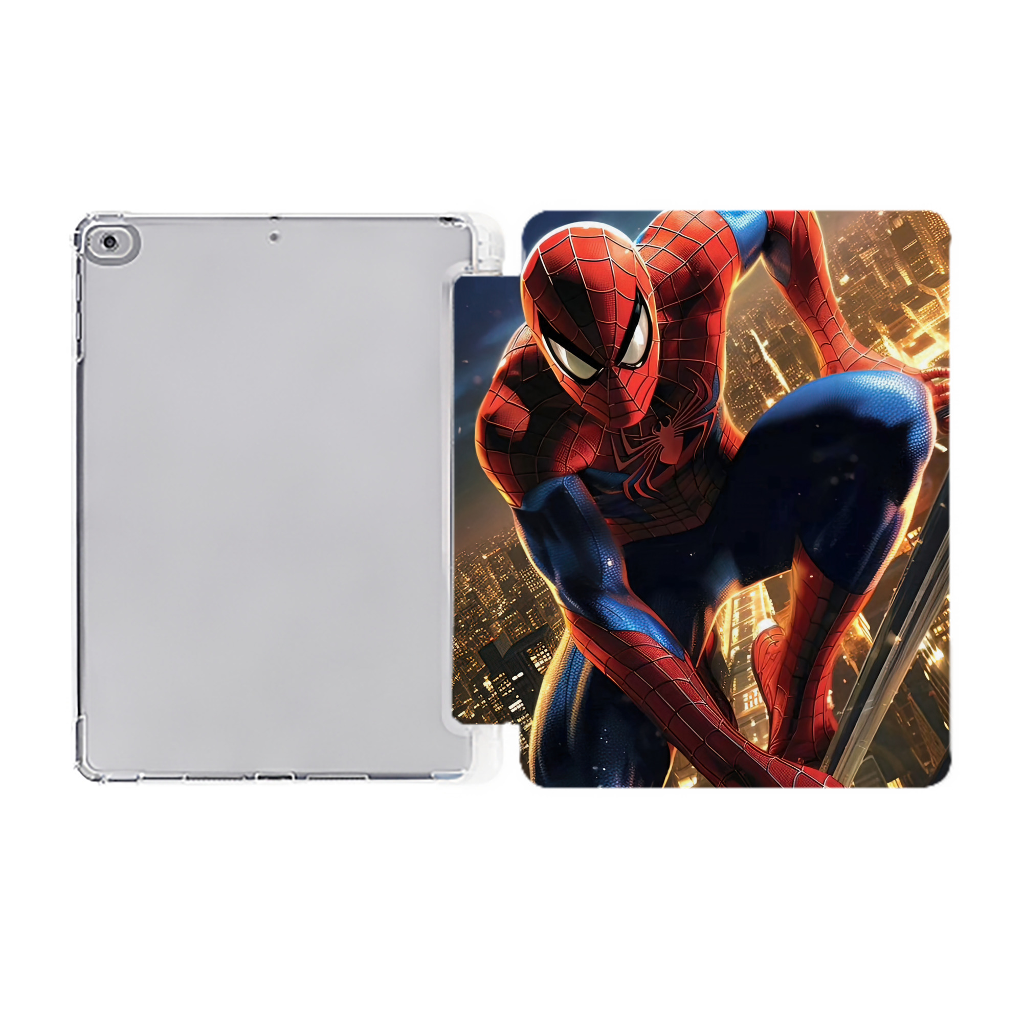 （画像用） Spider Man スパイダーマン IPad ケース ペン収納付き 三つ折りスタンド PUレザー×シリコン 対応機種9.5/10.5/10.9インチ